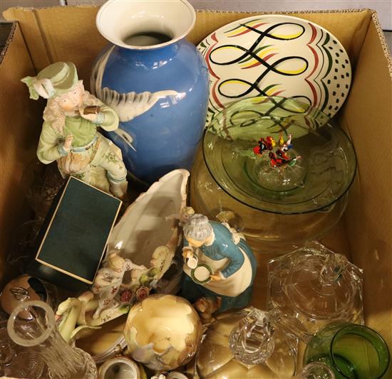 Mixed ceramics, glassware & Doulton figure